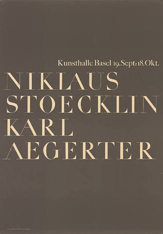Niklaus Stoecklin, Karl Aegerter, Kunsthalle Basel