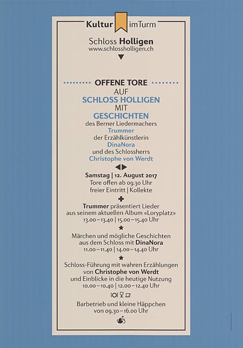 Offene Tore, Kultur im Turm, Schloss Holligen
