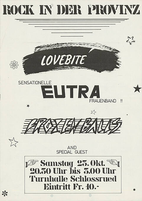 Rock in der Provinz, Lovebite, Eutra, Frozen Balls, Turnhalle Schlossrued