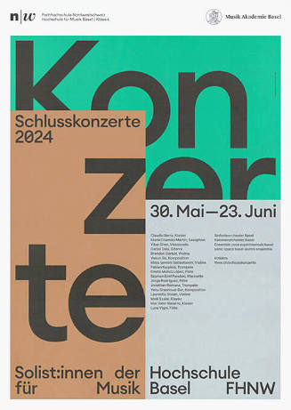 Konzerte, Schlusskonzerte, Solist:innen der Hochschule für Musik Basel, FHNW