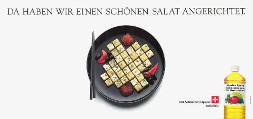 Da haben wir einen schönen Salat angerichtet. Schweizer Rapsöl