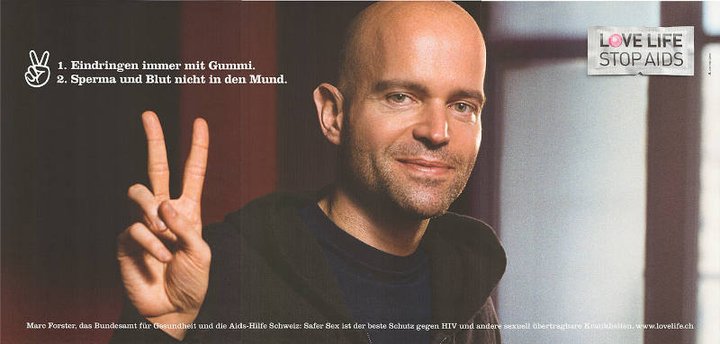 1. Eindringen immer mit Gummi. 2. Sperma und Blut nicht in den Mund. Love Life, Stop AIDS