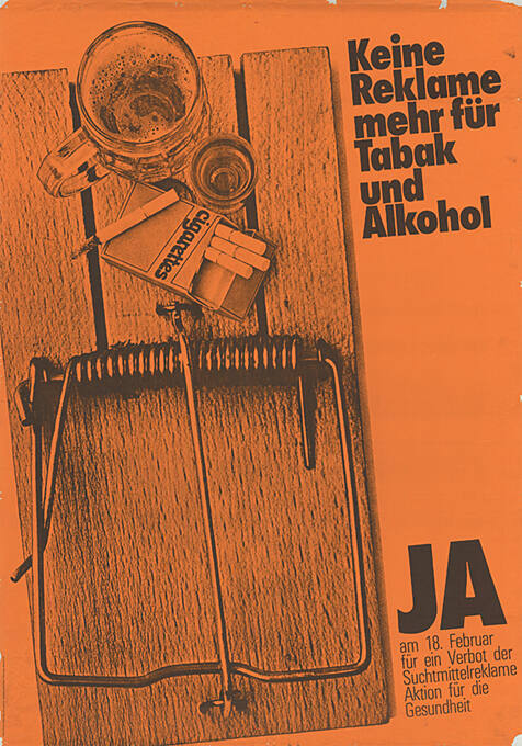Keine Reklame mehr für Tabak und Alkohol, Ja, am 18. Februar für ein Verbot der Suchtmittelreklame