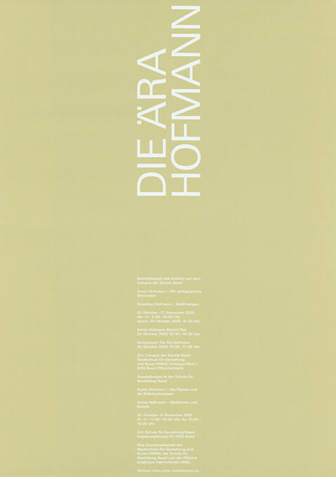 Die Ära Hofmann, Schule für Gestaltung, Hochschule für Gestaltung FHNW