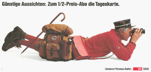 Günstige Aussichten: Zum ½-Preis-Abo die Tageskarte. Unsere Fitness-Bahn. SBB