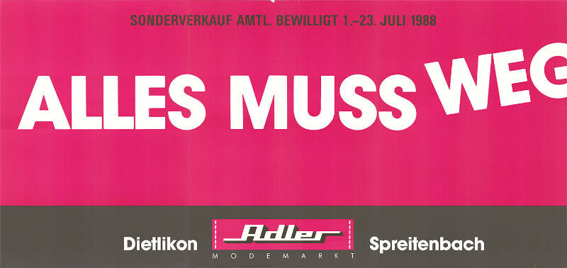 Alles muss weg, Adler Modemarkt