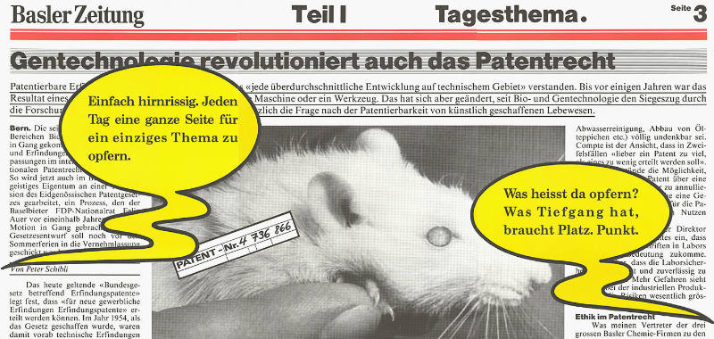 Basler Zeitung, Teil I, Tagesthema.