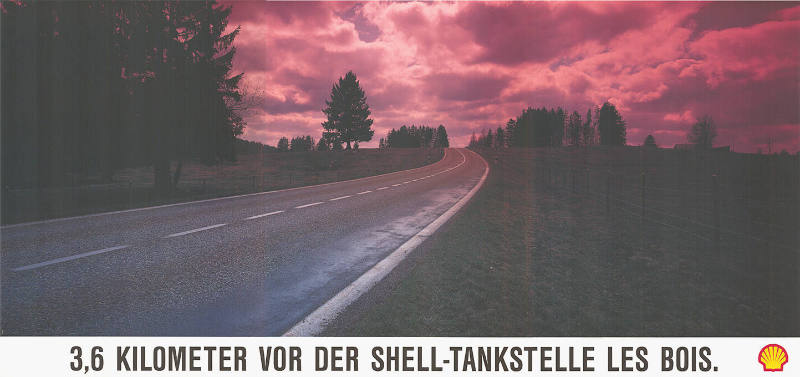 3,6 Kilometer vor der Shell-Tankstelle Les Bois. Shell