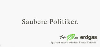 Saubere Politiker. 1 + [Blatt/Natur] = Erdgas