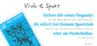 Vive le Sport, Sichere Dir einen Tinguely! Demnächst: bei Deinem Sportclub oder am Postschalter.