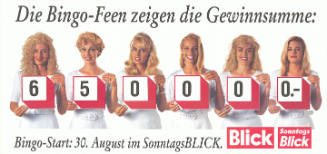 Die Bingo-Feen zeigen die Gewinnsumme: 650‘000.-, Blick, SonntagsBlick